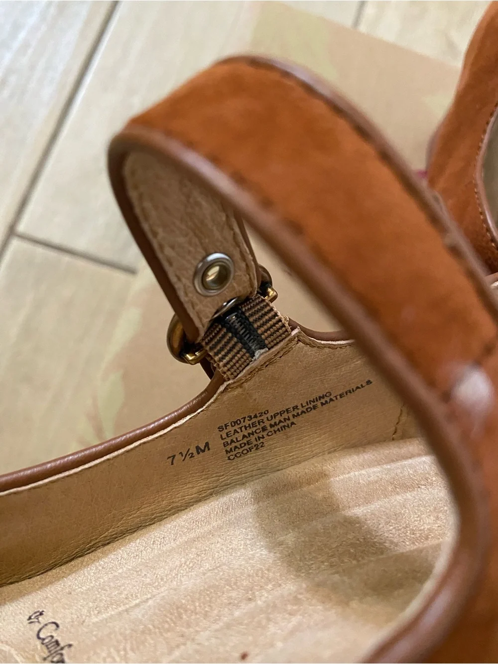 Söfft Rust Suede Mary Jane Heels with Gold Buckle